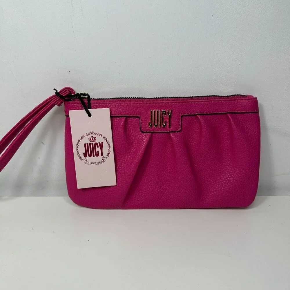 NWT Juicy Couture Rose Wristlet Flamingo Preppy Pink Small